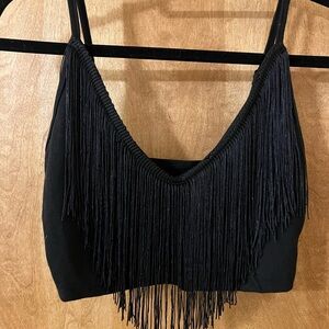 Elegant Black Fringe Top